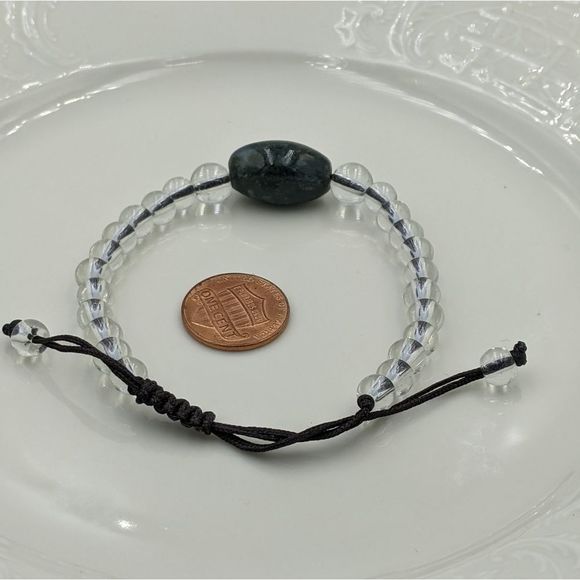 Natural Stone Quartz Glass Beaded Pull Bracelet - Picture 9 of 10